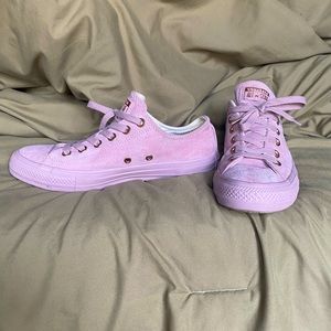 Pink Converse Suede Low Tops